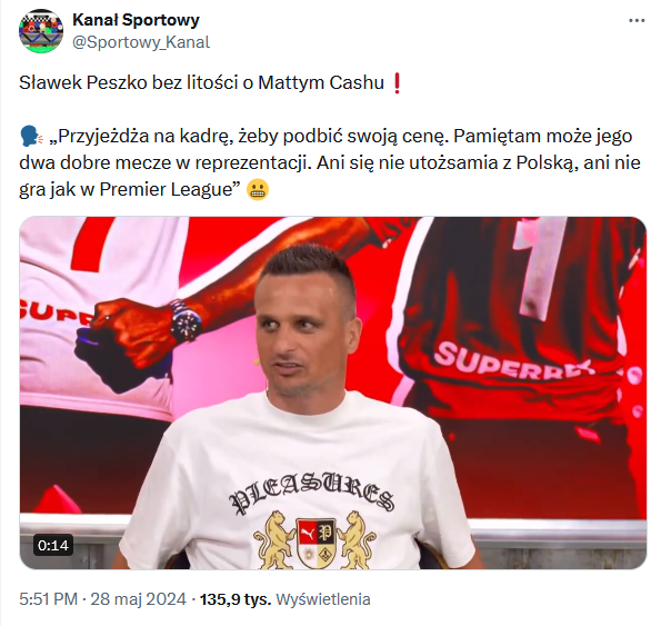 Sławomir Peszko MOCNO KRYTYKUJE Matty'ego Casha! O.o